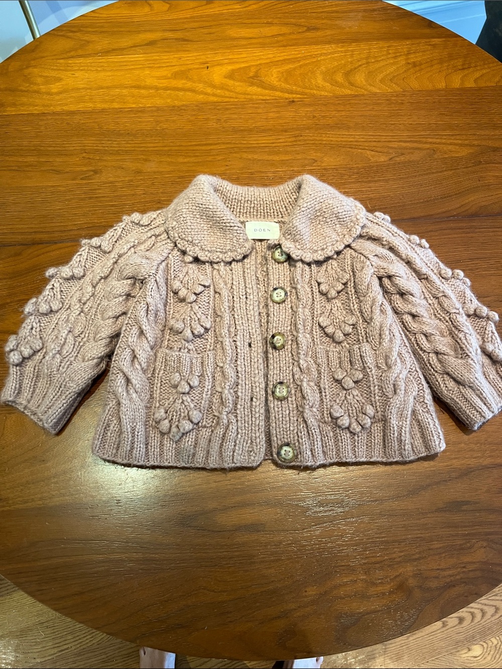Doen - Pink Knit Cardigan with Bobble Stitch